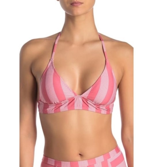 Splendid Longline Stripe Tie Back Bikini Top - Picture 1 of 6